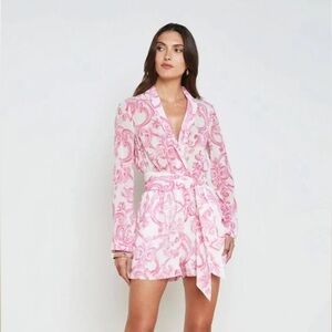 L’Agence Arabell Romper in White Pink size 8
